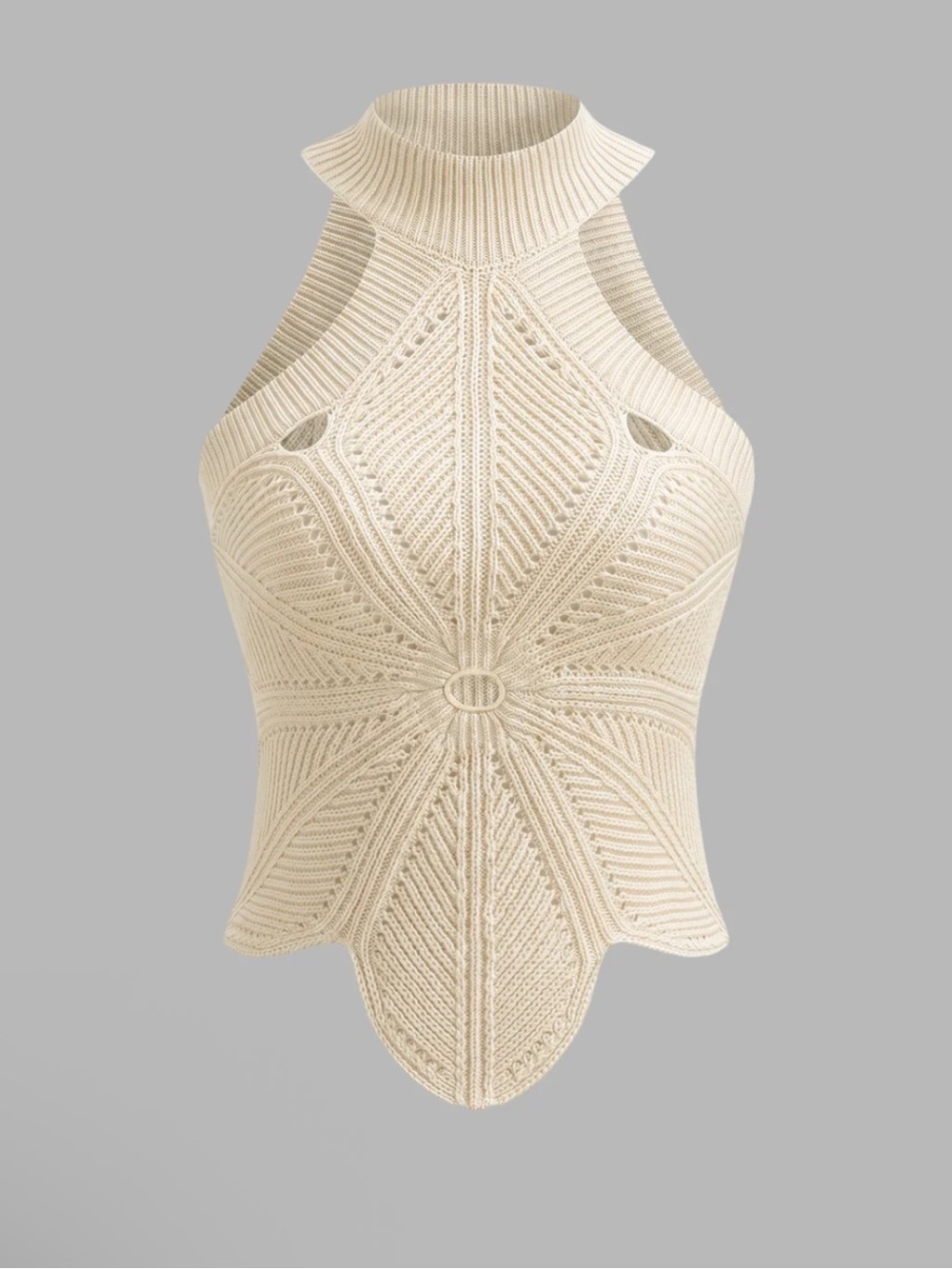 Commense Cream Knit Halter Sweater Top XL NWT